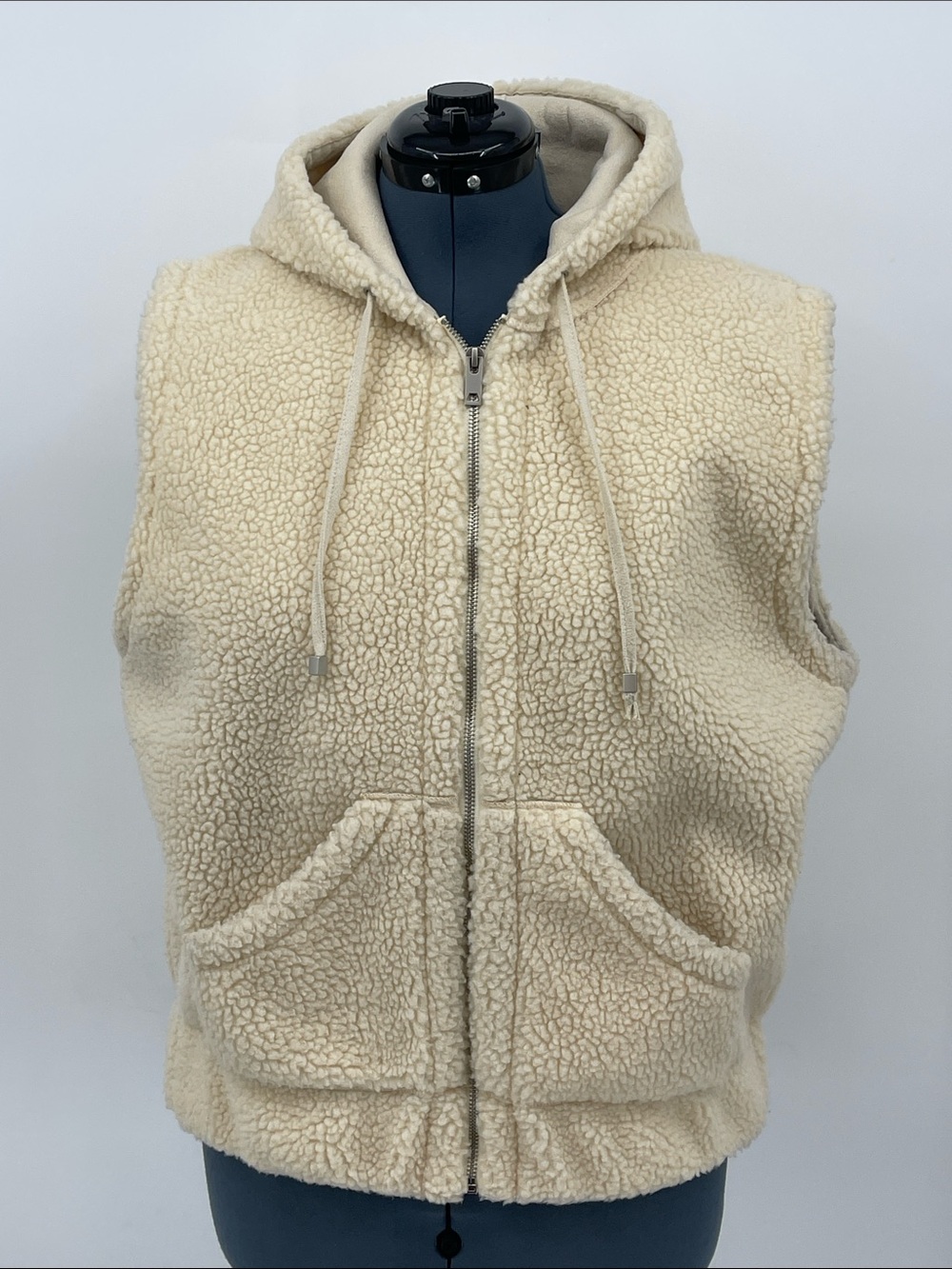 HEIMISH Cozy Cream Sherpa Zip-Up Hooded Vest WOMENS SIZE 1X